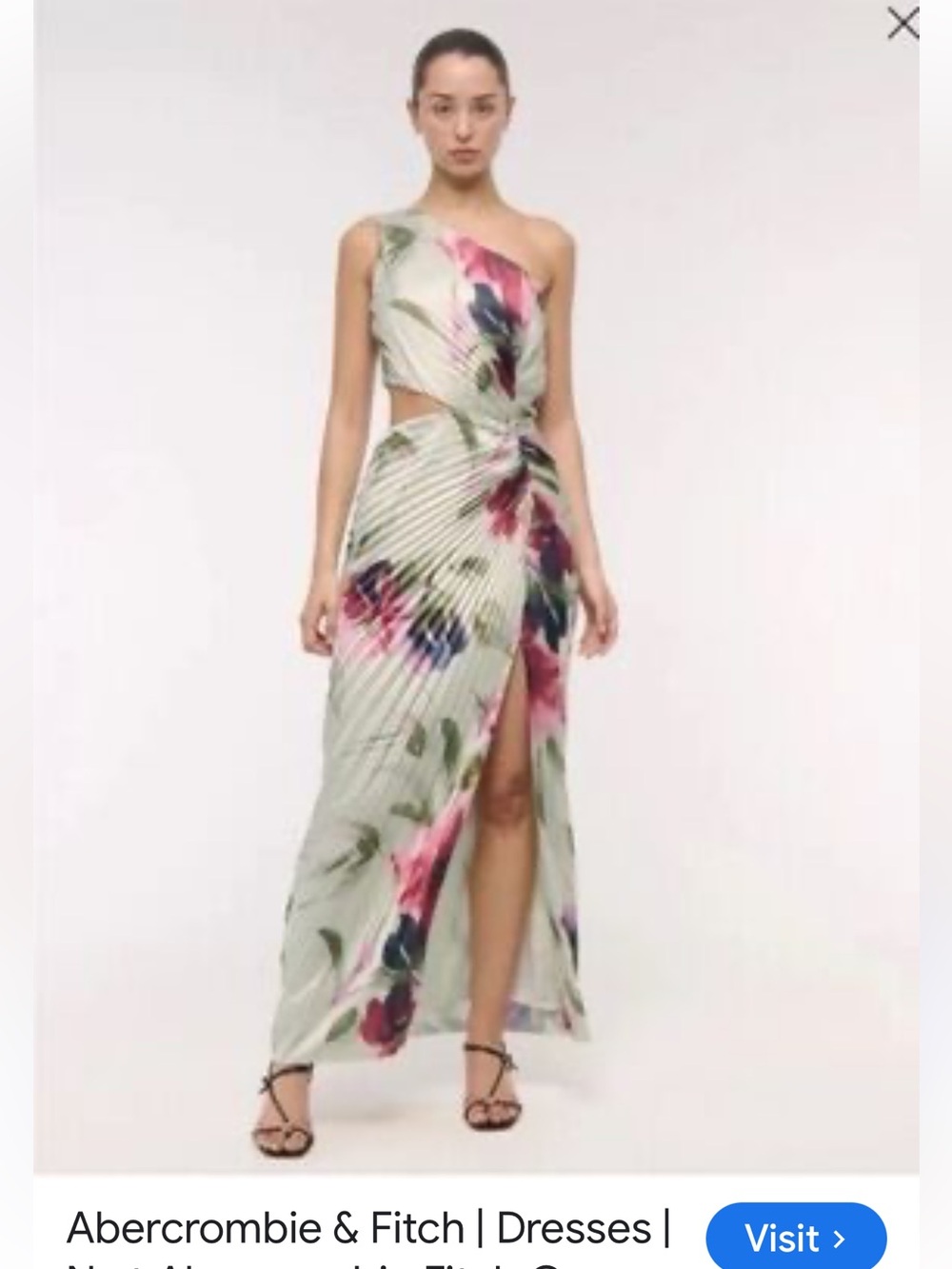 NWT Abercrombie & Fitch Giselle Pleated One-Shoulder  Maxi Dress Size Small